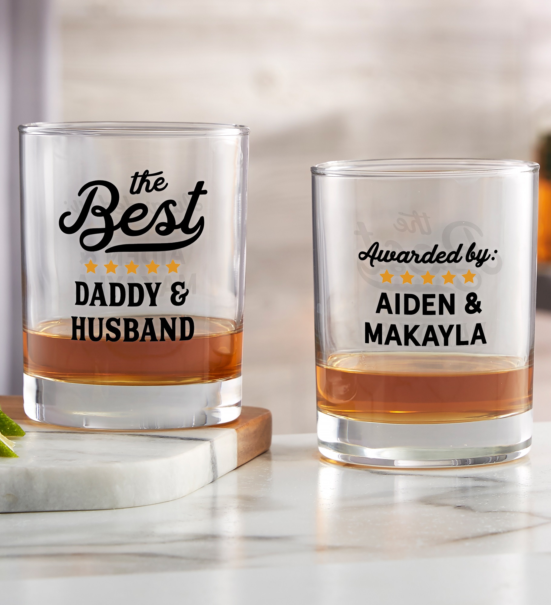 Best Dad Ribbon Personalized Printed Whiskey Glass
